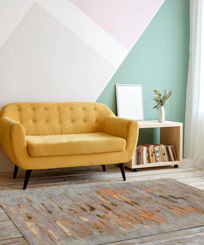 Nice living room with couch, carpet, green plant on a bookcase. ΧΑΛΙ POP 0043X ΣΤΟΚ Π.Χ. - 075X150 NewPlan - 5 28 pop 0043 x 3